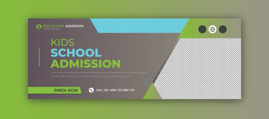 School admission social media facebook cover and web banner template