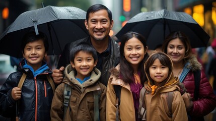 Obraz premium Portrait of a asian family with many children