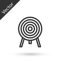 Grey line Target icon isolated on white background. Dart board sign. Archery board icon. Dartboard sign. Business goal concept. Vector