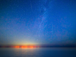 Milky Way and Perseid Shower 2023 over Sicily - shot from Malta - 642432960