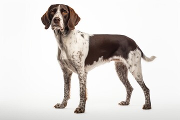 pointer dog upright on a white background