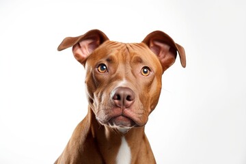 pit bull terrier dog sitting on a black background