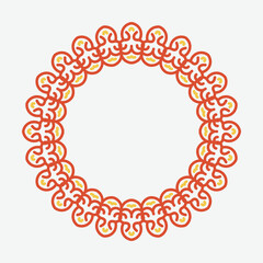 Decorative circle frame. Rounded ring with ornate ornament in oriental and arabic style antique disk with patterned vector ornament.
