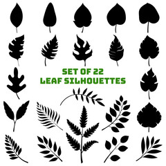 set of 22 leaf silhouettes