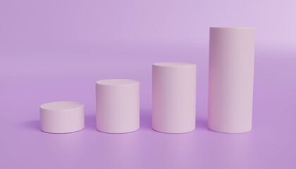 3D cylinder products display podium scene with geometric platform. backdrop background 3d render with podium. stand to show cosmetic products. Stage showcase on pedestal display purple back