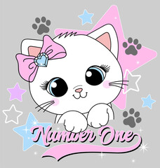 cute cartoon cat graphic with slogan