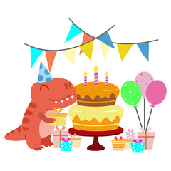 Happy Birthday Dinosaur party cake. happy dino clipart