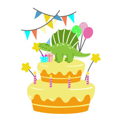 Happy Birthday Dinosaur party cake. happy dino clipart