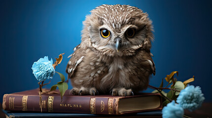 lovely little owl on the book