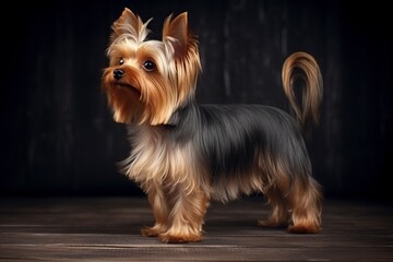 yorkshire terrier dog stands on a white background