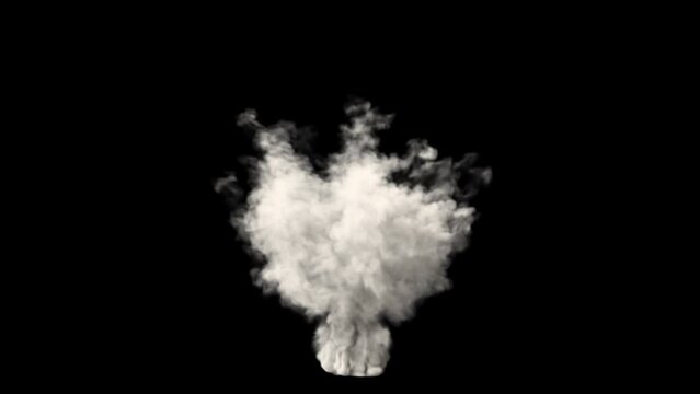 Explosion with slow white smoke dissipation isolated with an alpha channel