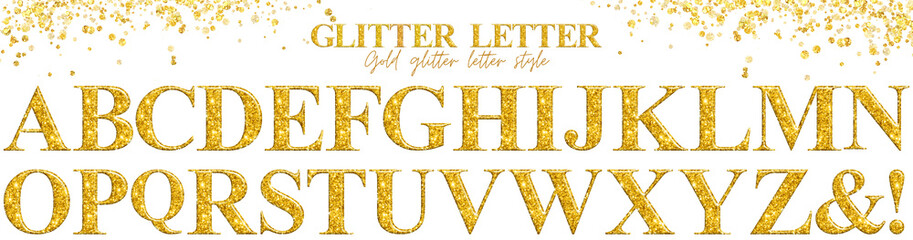 Luxury gold glitter letter uppercase, alphabet, text, character, font © JMBee Studio