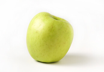 Green big apple on isolated white background. Close-up