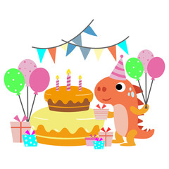Happy Birthday Dinosaur party cake. happy dino clipart