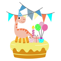 Happy Birthday Dinosaur party cake. happy dino clipart