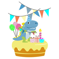 Happy Birthday Dinosaur party cake. happy dino clipart