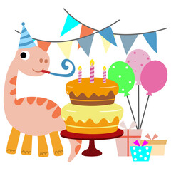 Happy Birthday Dinosaur party cake. happy dino clipart