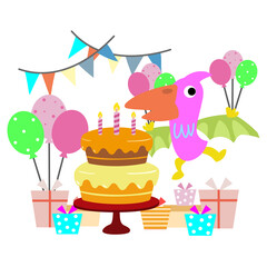 Happy Birthday Dinosaur party cake. happy dino clipart