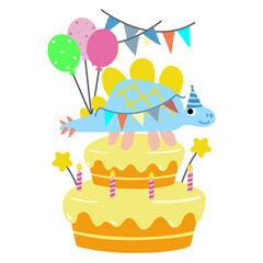 Happy Birthday Dinosaur party cake. happy dino clipart