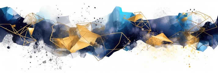 Abstract watercolor artwork mixed with buzzy geometric shapes for background of social media banner generative AI image