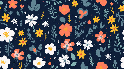 Hand drawn seamless floral pattern print, bouquets, flower compositions	