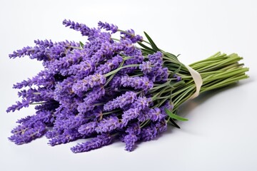a bunch of lavender flowers on a white background - obrazy, fototapety, plakaty