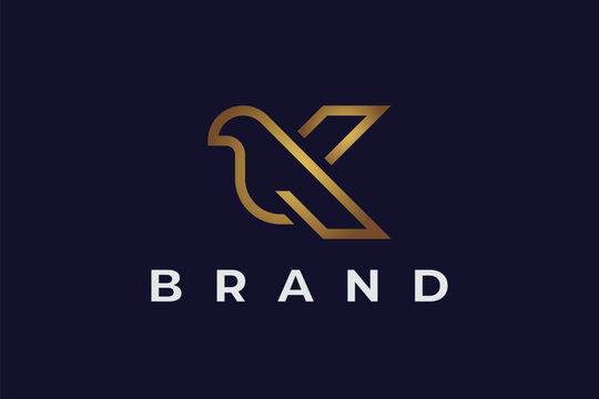 Letter K bird monogram logo vector design
