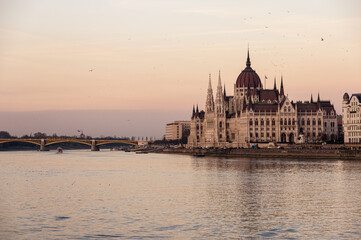 hungarian parliament seen from the Danube