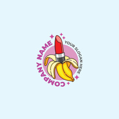 banana lipstick vector illustration mascot logo