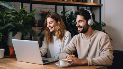 Cozy Home Office: GenZ Professionals Working from Home with Smiles