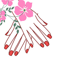Hand with pink flower