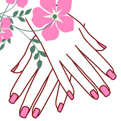 hand holding pink flowers 