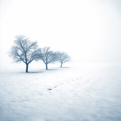 Fototapeta na wymiar tree in snow, winter lanscape