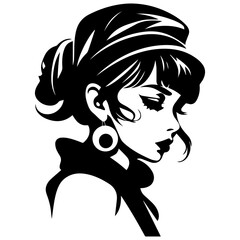 Woman Profile Silhouettes - Vector Illustration