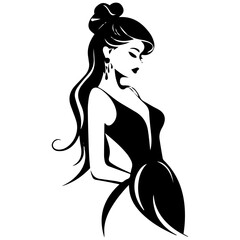 Woman Profile Silhouettes - Vector Illustration