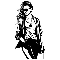 Woman Profile Silhouettes - Vector Illustration