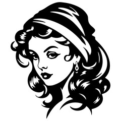 Woman Profile Silhouettes - Vector Illustration