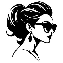 Woman Profile Silhouettes - Vector Illustration