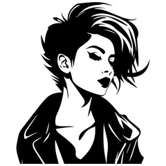 Woman Profile Silhouettes - Vector Illustration