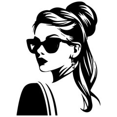 Woman Profile Silhouettes - Vector Illustration