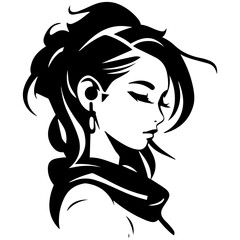 Woman Profile Silhouettes - Vector Illustration