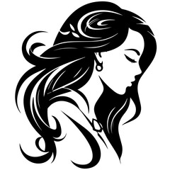 Woman Profile Silhouettes - Vector Illustration