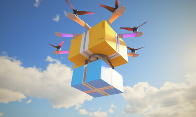 blue cargo aircraft fast helicopter air delivery technology drone fly. Generative AI.