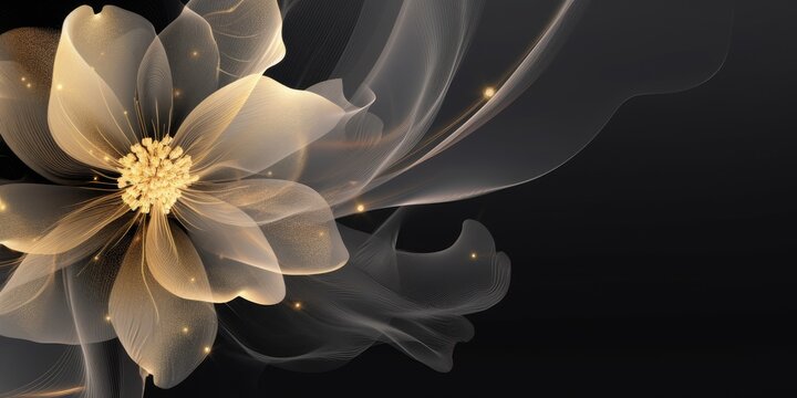 Beautiful abstract black and gold luxury transparent floral design background. beautiful Generative AI AIG32