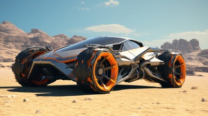 Luxurious All-Terrain Vehicle Conquers the Desert - obrazy, fototapety, plakaty