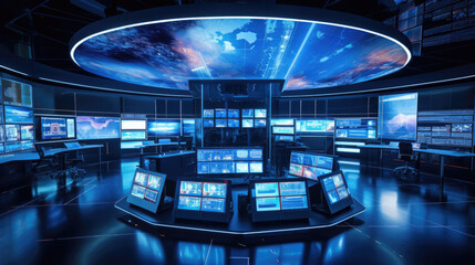 A super hi-tech data center operations center with real-time monitoring and alerting - obrazy, fototapety, plakaty