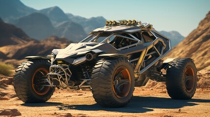 Fototapeta na wymiar Futuristic Desert Pioneers: Off-Road Buggy Cars Ruling the Terrain