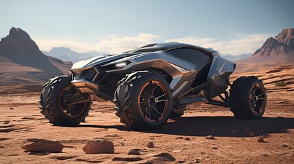 Fototapeta na wymiar Futuristic All-Terrain Mastery: Off-Road Buggy Cars in the Savanna
