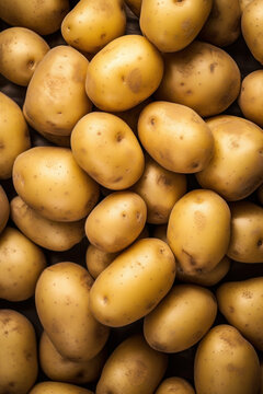 A generated photorealistic image of the texture of a washed young potato with eyes