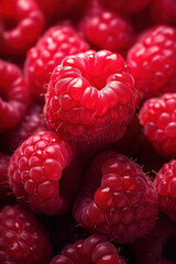 Close-up generated photo-realistic image of the unique texture of matte garden red raspberries